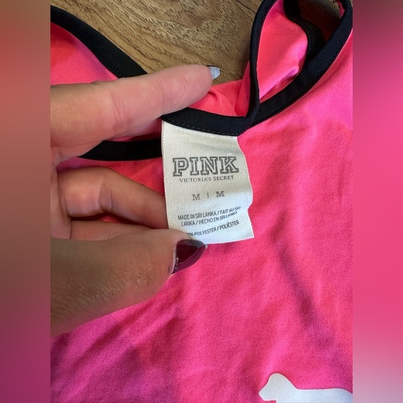PINK Bright Pink Dog Logo Athletic Workout Tank Top. Size medium. - Picture 2 of 4